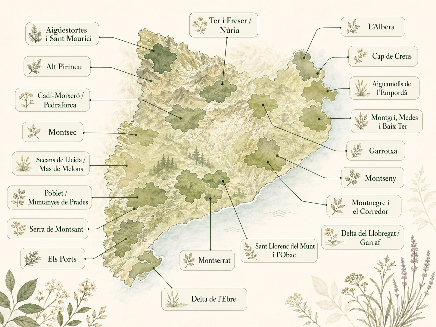 Mapa de zones del repte 101 Plantes